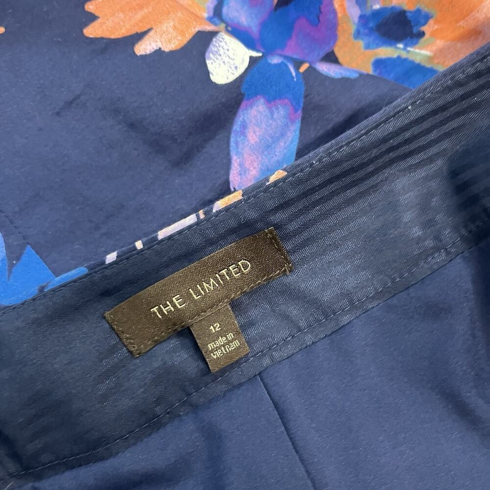 The Limited Skirt sz 12 Blue Coral Floral Straight Stretch Knee Tropical Career - Picture 9 of 9